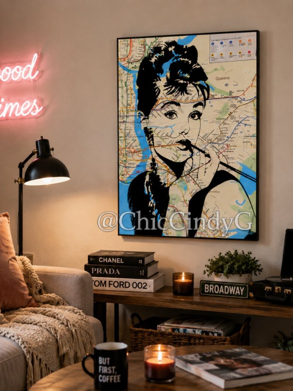 💋Audrey Hepburn Pop Art NYC Subway Map Street Art Print 16x24" - Picture 4 of 4